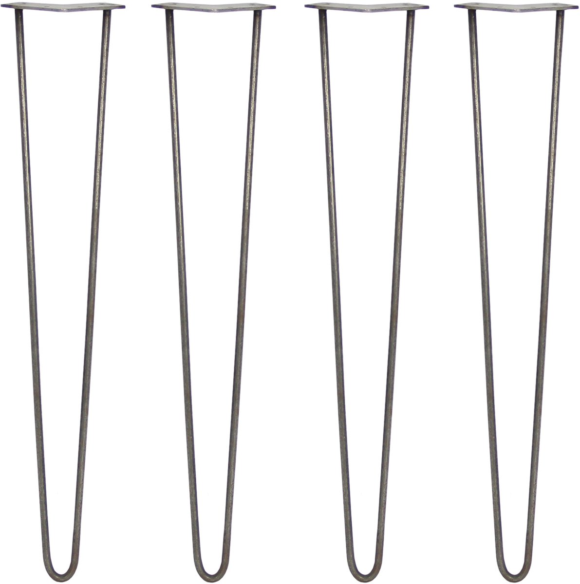 4 x 71cm Hairpin retro pootjes tafelpoten pinpoten - 2 staven - 10mm - ruw staal