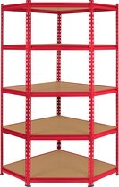 Z-Rax Stellingkast - 90x45x183 cm - Rood - 100% boutloos - Draagkracht: 265 kg per plank - opbergrek metaal