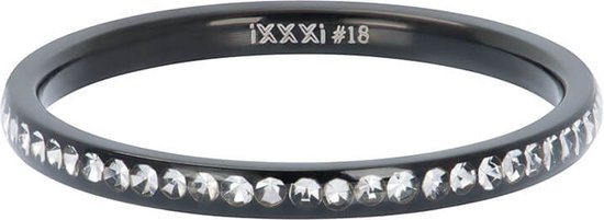 IXXXi JEWELRY - Vulring - Zirconia steentjes ring Cristal - Zwart - 2mm