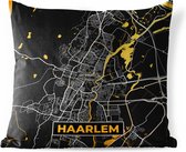 Buitenkussen Weerbestendig - Plattegrond - Haarlem - Goud - Zwart - 50x50 cm - Stadskaart