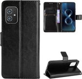 Voor Asus Zenfone 8 ZS590KS Crazy Horse Textuur Horizontale Flip Leather Case met Houder & Kaartsleuven & Lanyard (Zwart)