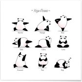 JUNIQE - Poster Yoga Panda Ii -20x20 /Wit & Zwart