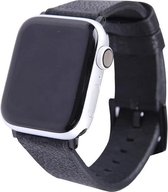 Geschikt voor Apple Watch bandje 42 / 44 / 45 mm - Series 1 2 3 4 5 6 7 SE - Smartwatch iWatch horloge band - 42mm 44mm 45mm - Fungus - Leer - Zwart - Strak
