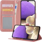 Samsung A32 4G Hoesje Book Case Hoes - Samsung Galaxy A32 4G Case Hoesje Wallet Cover - Samsung Galaxy A32 4G Hoesje - Rose Goud