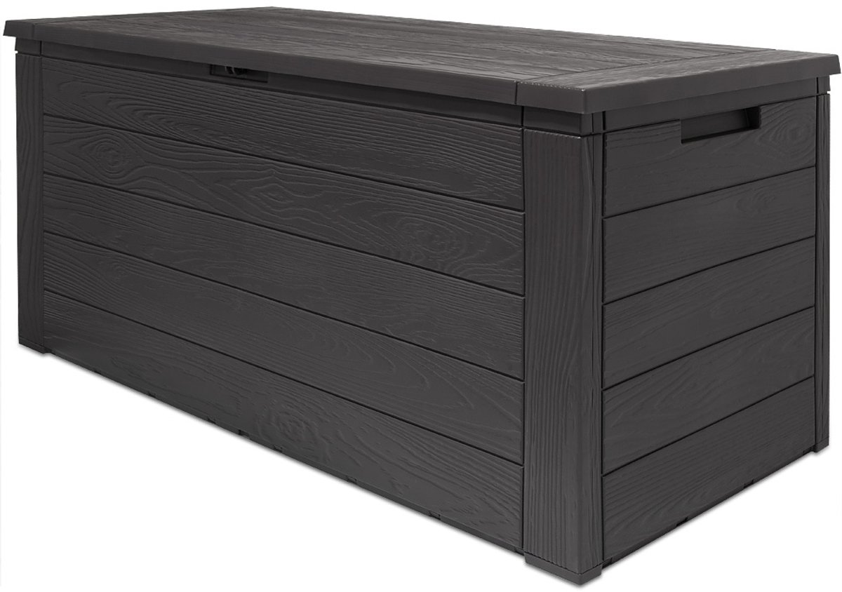 Bol.com Woody Tuin Opbergbox - 324 liter 45x120x60 cm - Tuinkussenbox - Antraciet/bruin aanbieding