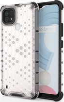 Realme C21 Hoesje - Mobigear - Honeycomb Serie - Hard Kunststof Backcover - Wit - Hoesje Geschikt Voor Realme C21