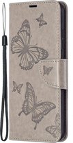 Nokia 1.4 Hoesje - Mobigear - Butterfly Serie - Kunstlederen Bookcase - Grijs - Hoesje Geschikt Voor Nokia 1.4