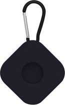 By Qubix AirTag case square series - siliconen sleutelhanger met ring - zwart