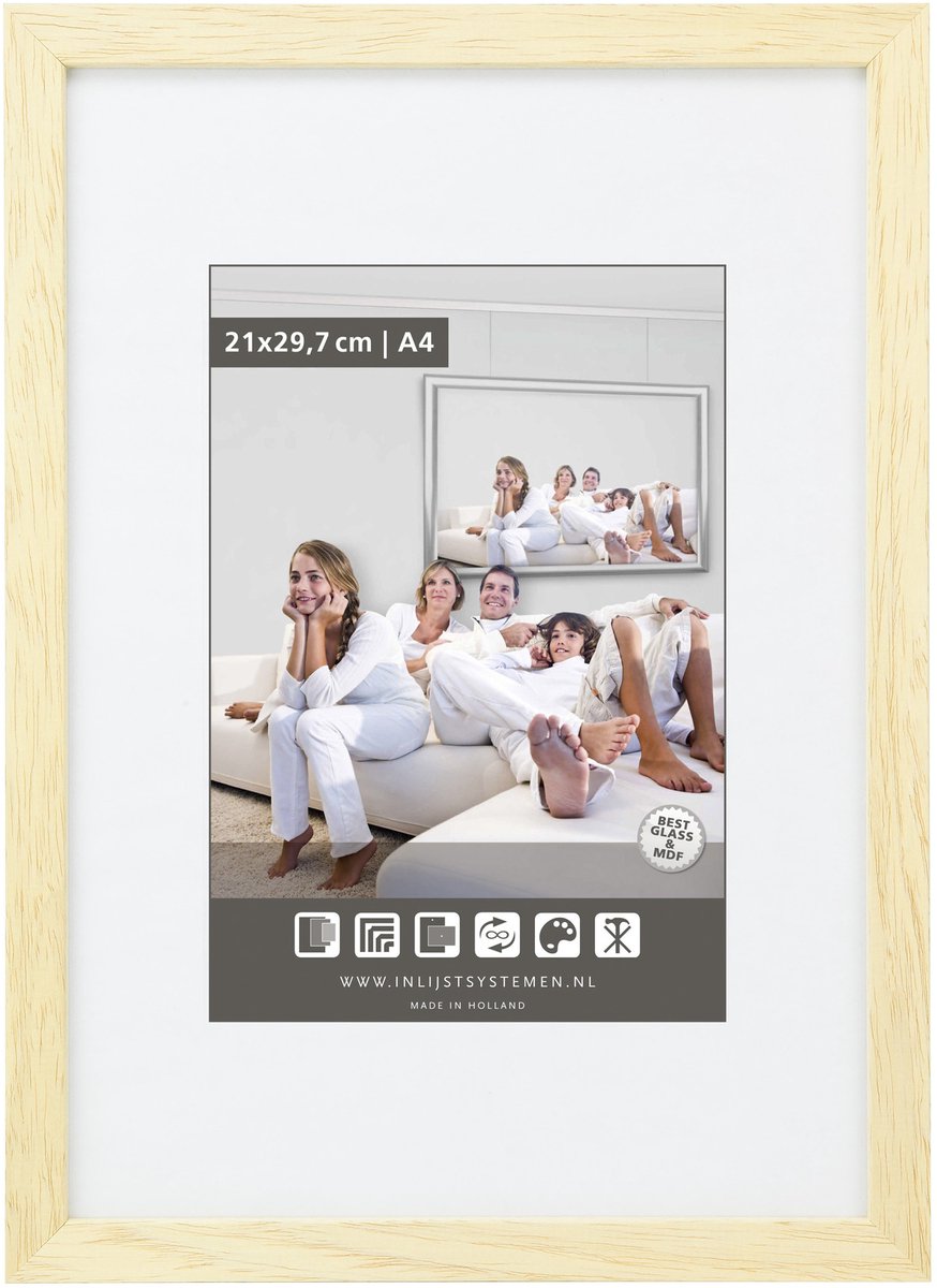 Wissellijst 20x30cm M100 Onvernist blank hout (p. stuk)