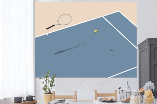Sticker Muursticker Tennis - Jeu conceptuel de tennis - 160x120 cm - Film adhésif autocollant - Sticker mural repositionnable XXL /