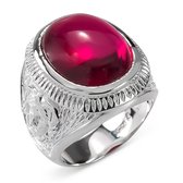 Heren Ring Zilver George rood large
