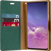 Samsung Galaxy S21 Plus Hoesje - Mercury Canvas Diary Wallet Case - Hoesje met Pasjeshouder - Groen
