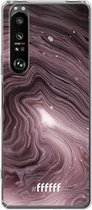 6F hoesje - geschikt voor Sony Xperia 1 III -  Transparant TPU Case - Purple Marble #ffffff