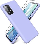 Hoesje Geschikt Voor Samsung Galaxy A72 hoesje - A72 5G / 4G hoesje Silicone Lila - Galaxy A72 Liquid Silicone Soft Nano cover - 2pack Screenprotector Galaxy A72
