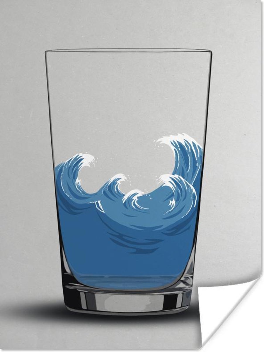 Storm In Een Glas Water Poster Storm in een glas water, tekening - 30x40 cm | bol.com