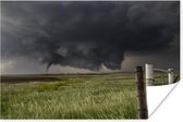 Poster Tornado in veld met hekje - 120x80 cm