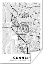 Poster Plan de ville - Gennep - Grijs - Wit - 80x120 cm