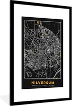 Fotolijst incl. Poster - Stadskaart - Hilversum - Goud - Zwart - 60x90 cm - Posterlijst - Plattegrond