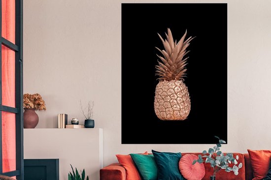 Poster 120x180 cm - Ananas - Rosé goud - Zwart - Posters - Kamer decoratie - Wanddecoratie woonkamer - Muurdecoratie slaapkamer XXL