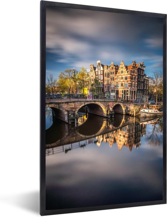 Fotolijst incl. Poster - Typische herfstimpressie van de Prinsengracht in Amsterdam - 40x60 cm - Posterlijst