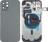 Batterij-achterklep (met zijtoetsen & kaartlade & voeding + volumeflexkabel & draadloze oplaadmodule) voor iPhone 12 Pro (zwart)