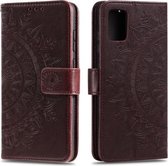 Voor Samsung Galaxy A71 Totem Bloem Reliëf Horizontale Flip TPU + PU Leren Case met Houder & Kaartsleuven & Portemonnee (Bruin)