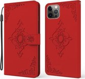 Reliëf Fortune Flower Pattern Horizontale Flip Leren Case met Houder & Kaartsleuf & Portemonnee & Lanyard Voor iPhone 11 Pro Max (Rood)