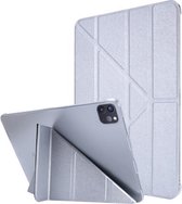 Zijdetextuur horizontale vervorming Flip lederen hoes met houder voor iPad Pro 12.9 2021 (zilver)