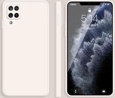 Voor Samsung Galaxy A42 5G effen kleur imitatie vloeibare siliconen rechte rand valbestendige volledige dekking beschermhoes (wit)