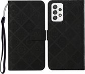 Voor Samsung Galaxy A52 5G / 4G etnische stijl reliëf patroon horizontale flip lederen tas met houder & kaartsleuven & portemonnee & lanyard (zwart)