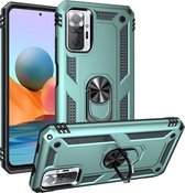 Voor Xiaomi Redmi Note 10 Pro Max schokbestendige TPU + pc-beschermhoes met 360 graden roterende houder (groen)