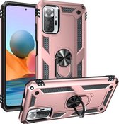 Voor Geschikt voor Xiaomi Redmi Note 10 Pro schokbestendige TPU + pc-beschermhoes met 360 graden roterende houder (roségoud)