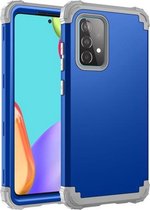 Voor Samsung Galaxy A52 4G / 5G pc + siliconen driedelige schokbestendige beschermhoes (marineblauw + grijs)