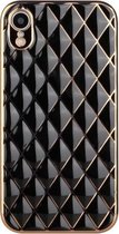 Electroplated Rhombic Pattern Sheepskin TPU beschermhoes voor iPhone XR (zwart)