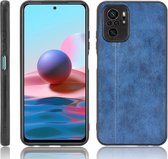 Voor Geschikt voor Xiaomi Redmi Note 10 4G / Note 10S Schokbestendig Naaien Koe Patroon Huid PC + PU + TPU Case (Blauw)