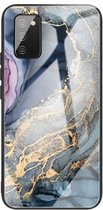 Voor Samsung Galaxy A02s (EU-versie) Beschermhoes met abstract marmerpatroonglas (abstract goud)