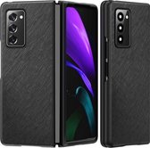 Voor Samsung Galaxy Z Fold2 5G lederen textuur + PC Full Coverge opvouwbaar hoesje (zwart kruis textuur)