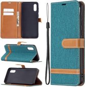 Voor Samsung Galaxy A02 Kleuraanpassing Denim Textuur Horizontale Flip Leren Case met Houder & Kaartsleuven & Portemonnee & Lanyard (Groen)