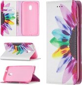 Voor Nokia C1 Plus Gekleurde Tekening Patroon Onzichtbare Magnetische Horizontale Flip PU Lederen Case met Houder & Kaartsleuven & Portemonnee (Sun Flower)