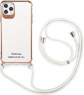 Galvaniserende TPU vierhoekige schokbestendige beschermhoes met lanyard voor iPhone 12 Pro Max (wit)