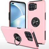 Voor OPPO A93 4G PC + TPU schokbestendige magnetische beschermhoes met onzichtbare ringhouder (roségoud)