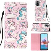 Voor Xiaomi Redmi Note 10S / Note 10 4G 3D Schilderen Horizontale Flip Leren Case met Houder & Kaartsleuf & Portemonnee & Lanyard (Roze Pony)