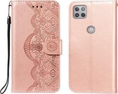 Voor Motorola Moto G 5G Flower Vine Embossing Pattern Horizontale Flip Leather Case met Card Slot & Holder & Wallet & Lanyard (Rose Gold)