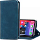 Retro Skin Feel Business Magnetische Horizontale Flip Leren Case met Houder & Kaartsleuven & Portemonnee & Fotolijst Voor iPhone 12 Pro Max (Blauw)