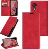 Voor Samsung Galaxy Xcover 5 / Xcover 5S Retro-skin Business magnetische zuignap lederen tas met houder & kaartsleuven & portemonnee (rood)