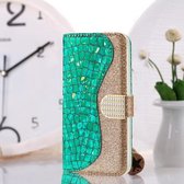 Voor Samsung Galaxy A22 4G Laser Glitter Poeder Bijpassende Krokodil Textuur Horizontale Flip Leren Case met Kaartsleuven & Houder & Portemonnee (Groen)