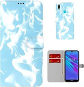 Voor Huawei Y6 2019 Cloud Fog Pattern Horizontal Flip Leather Case met Houder & Card Slot & Wallet (Hemelsblauw)