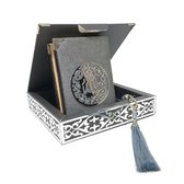 Karton Luxe box met Koran en tesbih Donker Grijs - Zilver