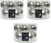 30x Zilveren glazen kerstballen 6 cm - glans en mat - Glans/glanzende - Kerstboomversiering zilver