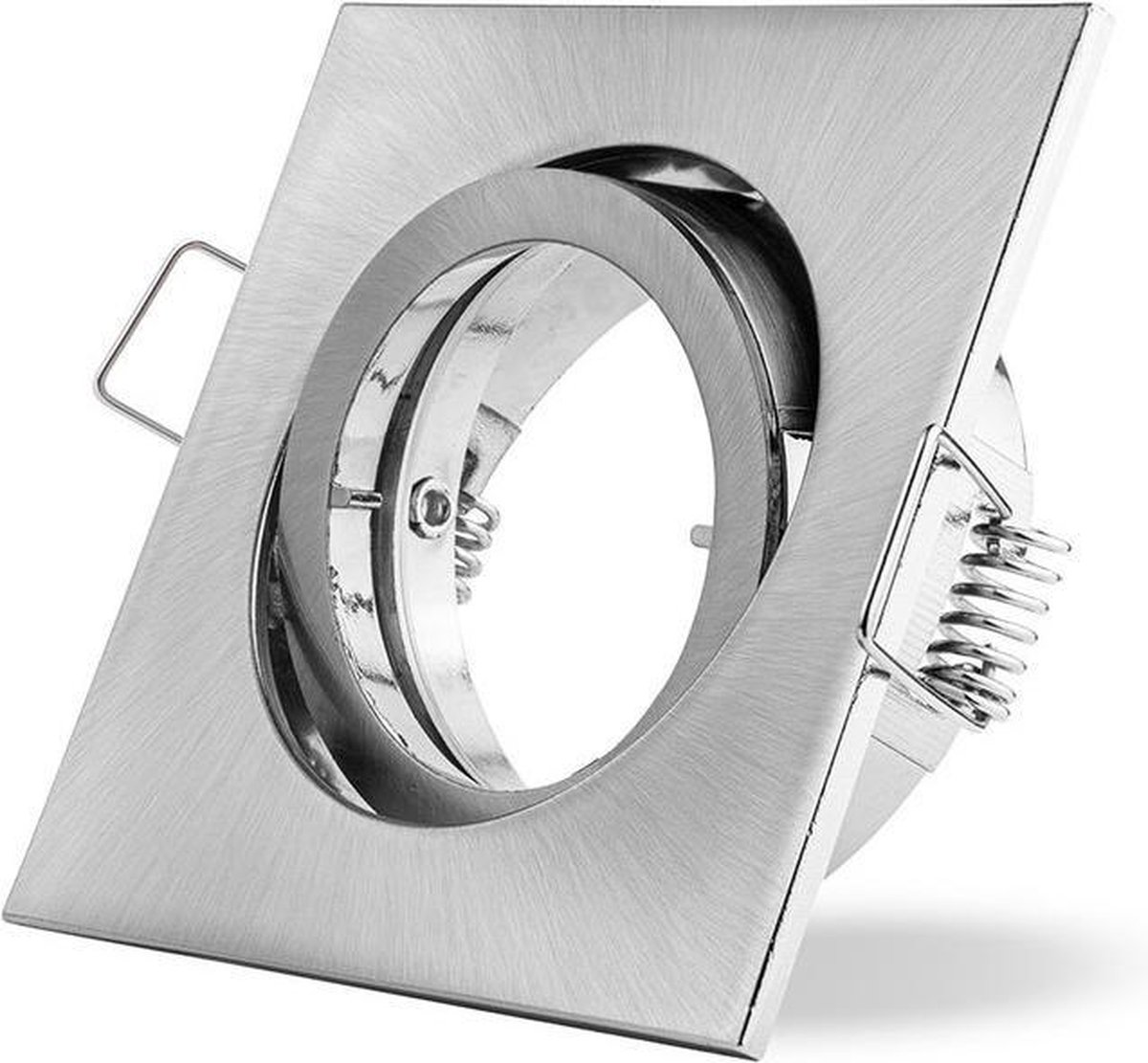 LEDmaxx Inbouwspot vierkant geborsteld ijzer kantelbaar bajonetsluiting voor GU10 | zaagmaat 68mm | GU10 | Max 1x50W exclusief